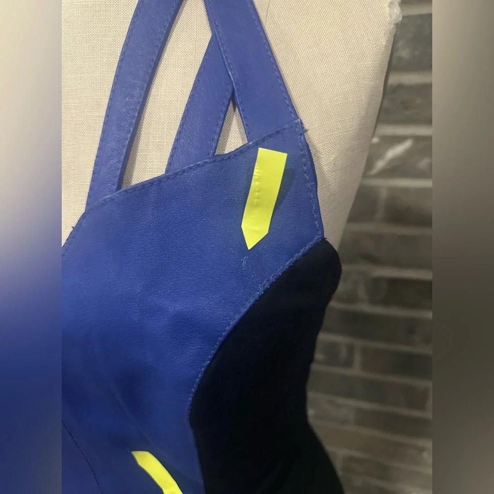 New Wilson Blue Leather and Black Lycra Dress. - Picture 9 of 14